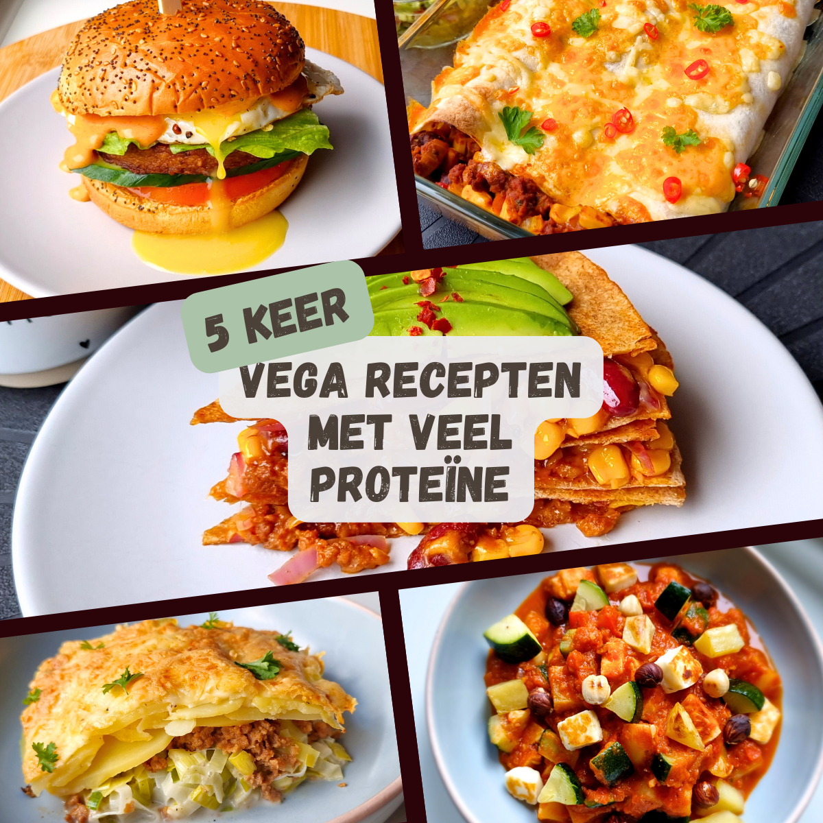 Halloumi in tomaat-paprikasaus, burrito's, quesadilla's met cheddar, prei ovenschotel en hamburger gebakken ei