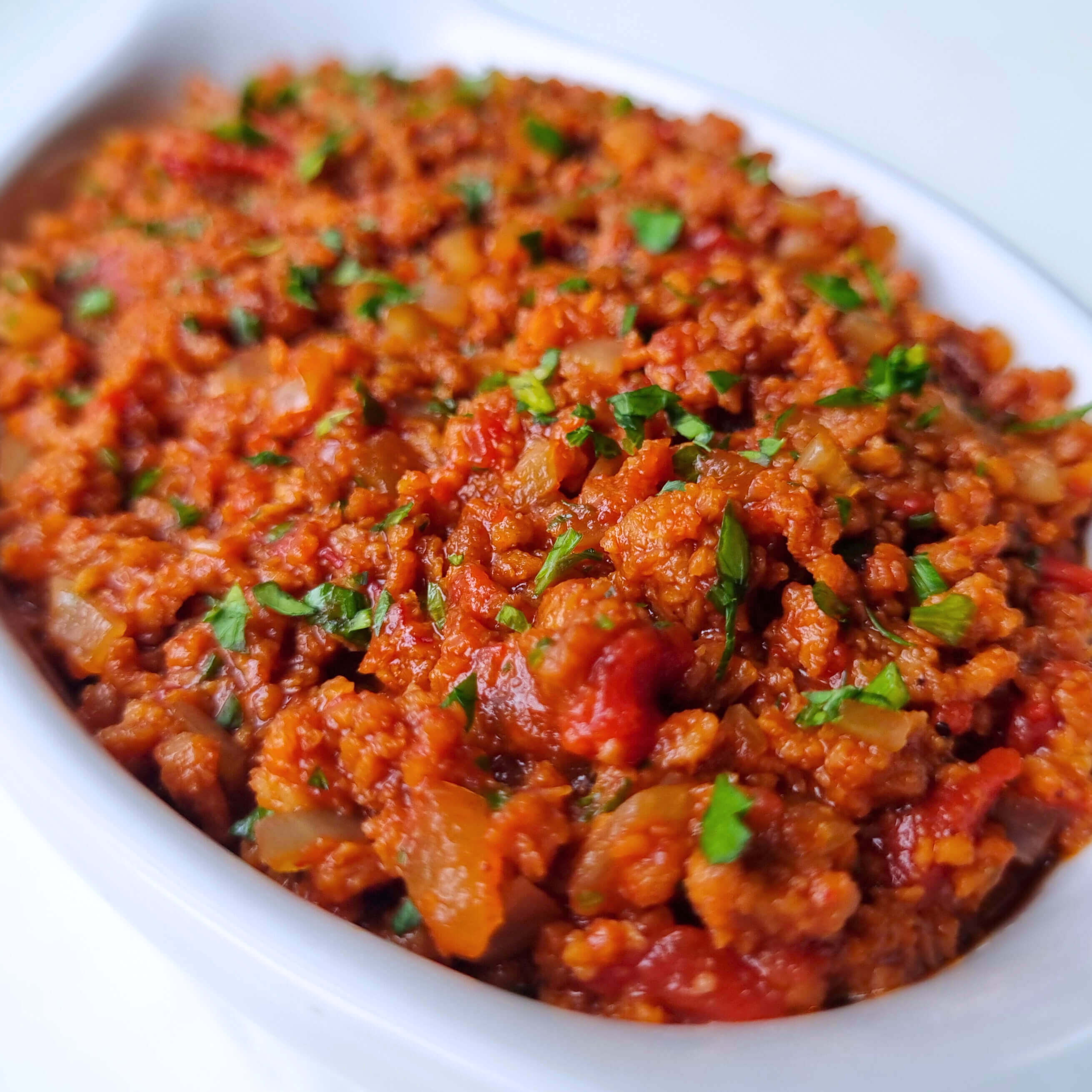 Veggie gehakt met Mexicaanse chipotlesaus – 20+ gram proteïne p.p.